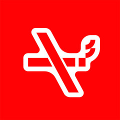 Red No smoking flat icon; No smoke sign