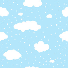 Snowy sky seamless pattern, vector illustration .
