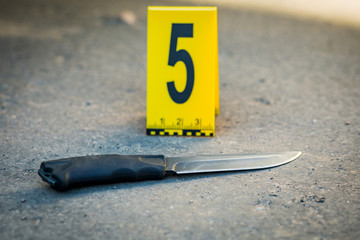Crime scene investigation. The weapon, a knife.