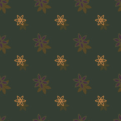 Seamless background pattern with a variety of colored floral motifs.