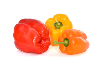 Sweet pepper on a white background. Colorful isolated vegetables.