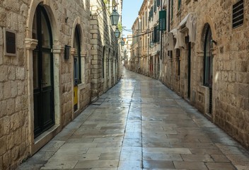 Fototapeta na wymiar Beautiful old city on adriatic coast. Dubrovnik in Croatia 