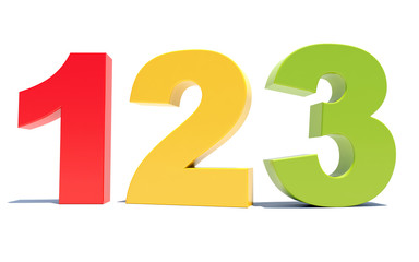 123 colored numbers on white background