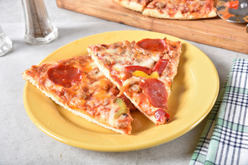 Sliced pizza close up