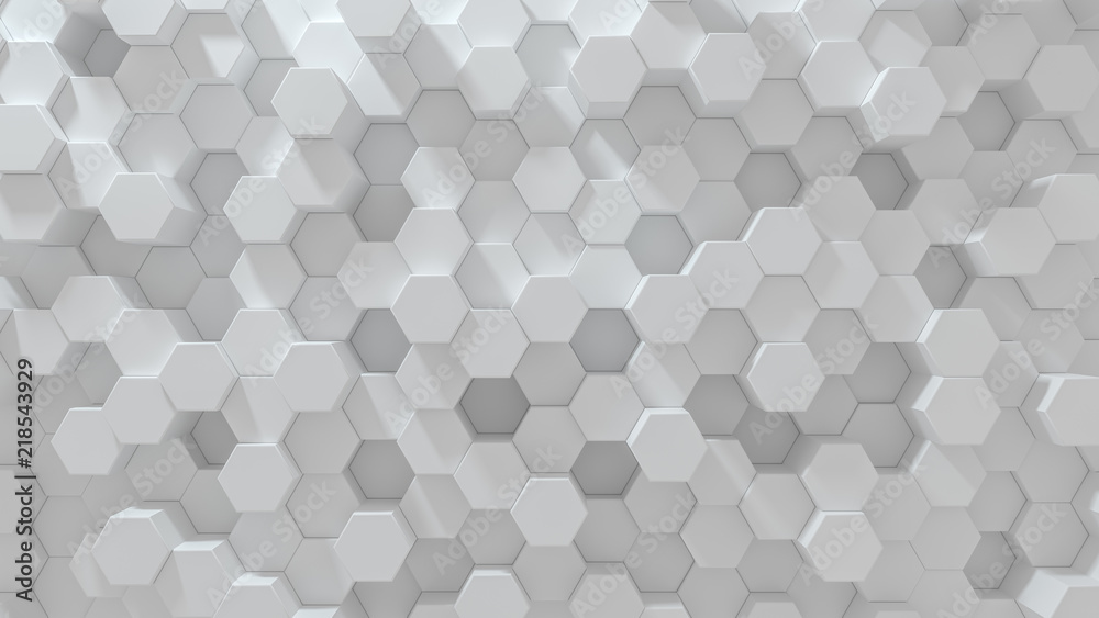 Poster hexagonal geometric background. abstract structure of lots of different height hexagons. creative ho