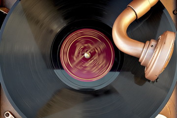 vintage gramophone and record