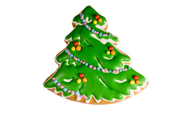Gingerbread christmas tree isolated on a white background
