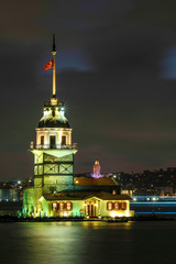 Obraz premium Panoramic view of Maiden's Tower Turkey - Middle East, Istanbul, Long Exposure