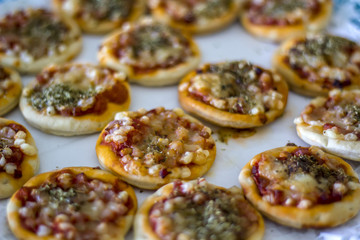Mini pizzas. Selective focus
