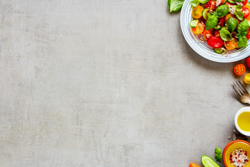 Healthy salad and ingredients