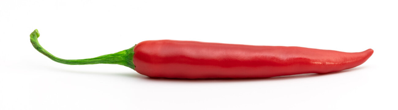 Rote scharfe Chilischote auf isoliertem weissen Hintergrund