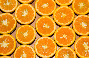 Fresh half cut oranges