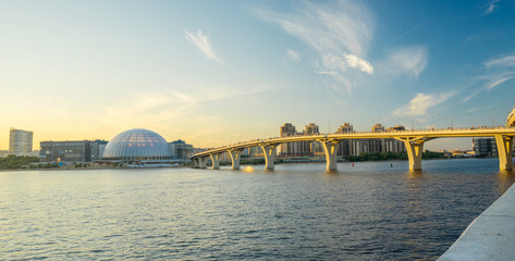 The Yacht Bridge and the water park  in St. Petersburg. Russia