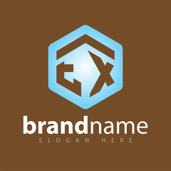 EX Initial letter hexagonal logo vector