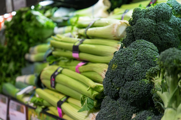 Celery and broccoli on sale