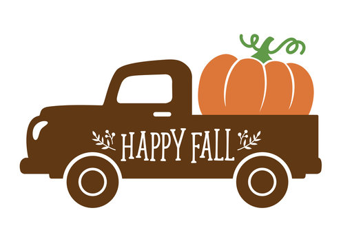 Welcome Fall with a Vintage Truck Filled With Pumpkins On a Fun