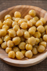chickpeas on wooden surface