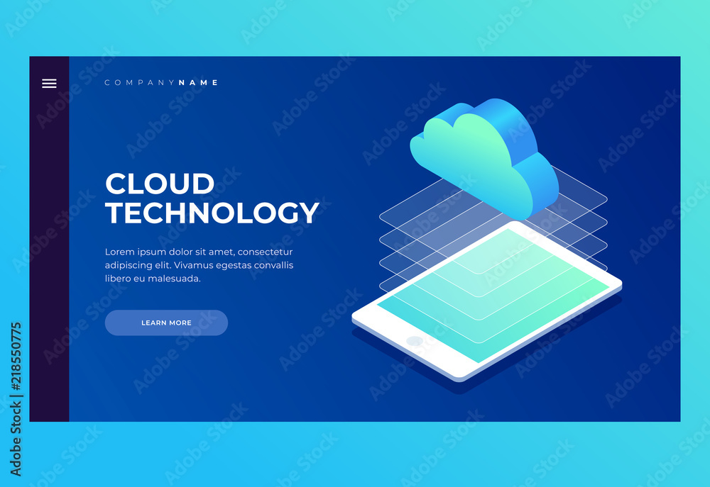 Wall mural homepage. header for website and mobile website. concept of cloud storage, computer technology, inte
