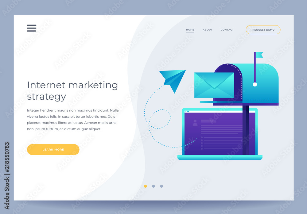 Canvas Prints design template for landing page. communication concept, information dissemination, sending email. o