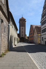 Rothenburg ob der Tauber , Bayern, Deutschland - August 12, 2018 : Rund um Rothenburg ob der Tauber : Blick auf den Spitalturm .
