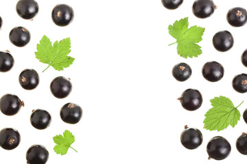 black currant isolated on white background with copy space for your text. Top view. Flat lay pattern