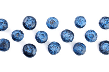 fresh ripe blueberry isolated on white background with copy space for your text. Top view. Flat lay pattern