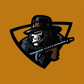 Mafia Gorilla Esport Gaming Mascot Logo Template