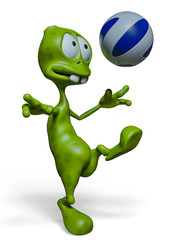 Naklejka premium green alien goal keeper