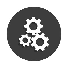 gears icon in Badge style with shadow