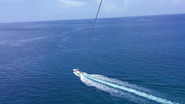 Parasailing above the Atlantic Ocean near the Bahamas