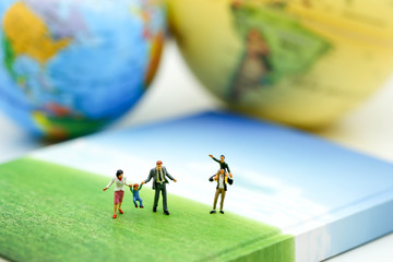 Miniature people : Family and children in park using for concept Stepfamily Day - Powered by Adobe
