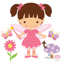 Garden fairy vector cartoon illustration