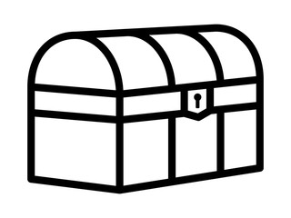 Treasure chest loot box or antique trunk line art icon for games and websites