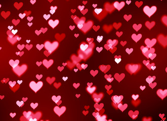Blurred background bokeh red hearts, Valentine's day