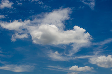 Obraz premium Blue sky with white clouds different shapes them.