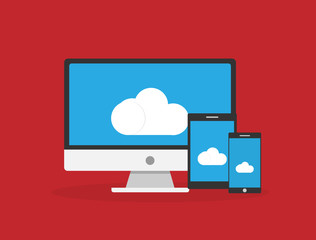 Cloud computing flat design modern vector illustration concept, Network cloud service.