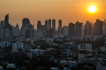 Bangkok cityscape at sunset, Thailand