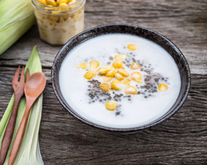Thai dessert, tapioca pearls in coconut milk