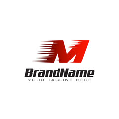 Letter Initial M Speed Logo Design Template