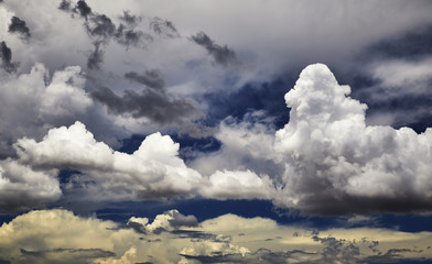 Cloud formations against a blue sky