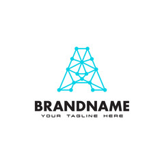 Fototapeta premium Letter A dot network connection logo Design Template