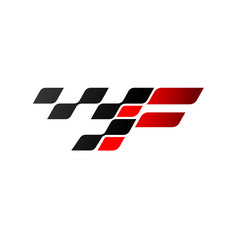 Letter F with racing flag logo