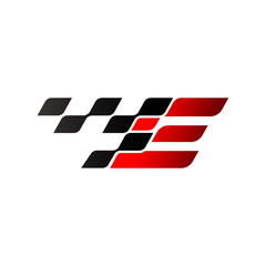 Letter E with racing flag logo