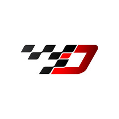 Letter D with racing flag logo