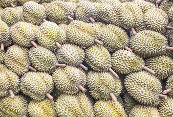 Group of durian in the market.