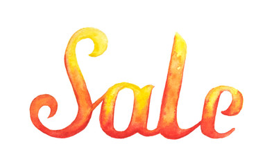 Sale watercolor lettering typography isolated on white background.