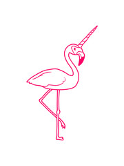 Obraz premium einhorn mystisch regenbogen pferd fabelwesen flamingo clipart comic cartoon vogel pink süß niedlich