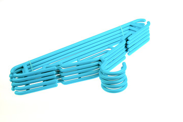 blue plastic hangers