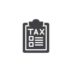 Tax form vector icon. filled flat sign for mobile concept and web design. tax check list simple solid icon. Symbol, logo illustration. Pixel perfect vector graphics