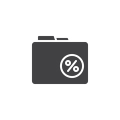 Percentage folder vector icon. filled flat sign for mobile concept and web design. Financial folder document simple solid icon. Symbol, logo illustration. Pixel perfect vector graphics